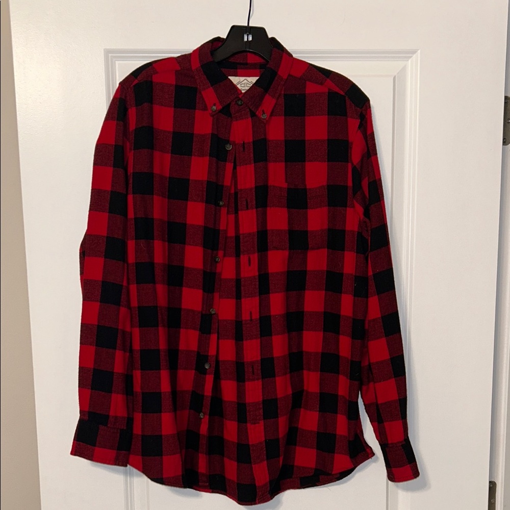 St. John's Bay Red and Black Checkered Men's Shirt